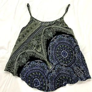 Green and blue paisley top